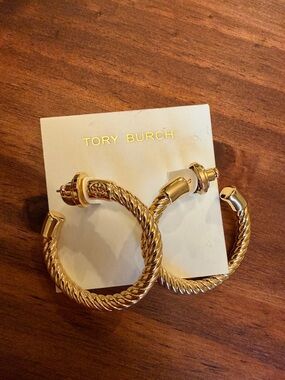 Tory Burch Twisted Rope Gold Hoop Earrings